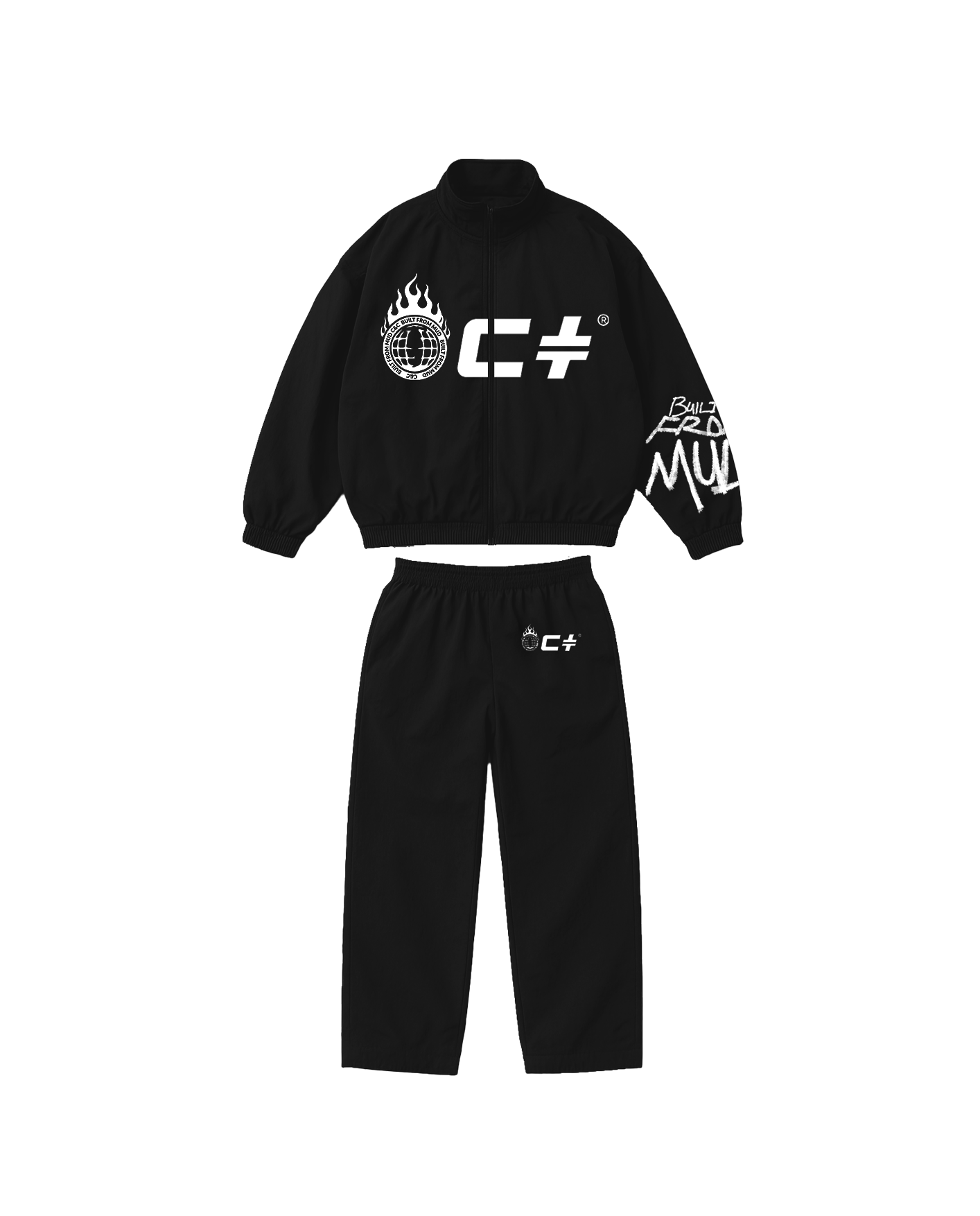 Built From Mud Tracksuit — Coal · front