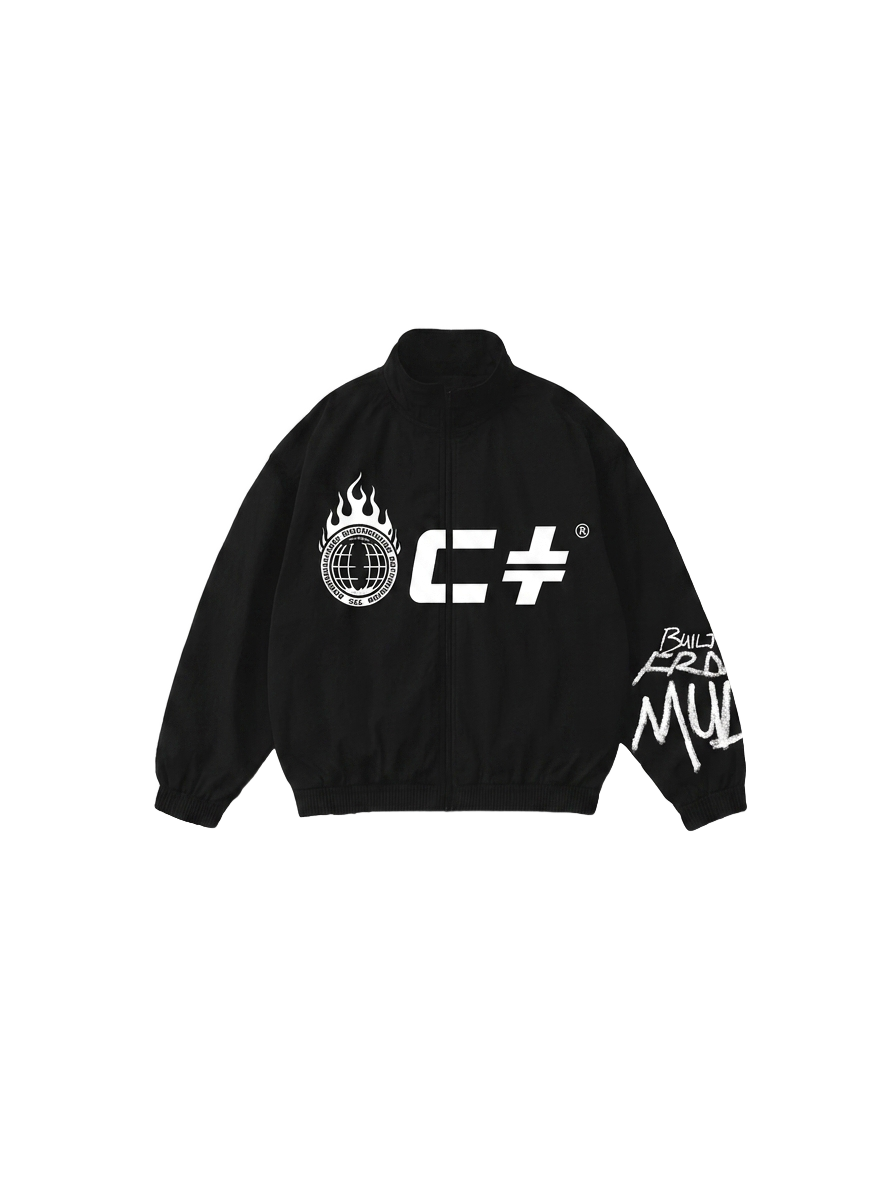 Built From Mud Track Jacket — Coal · front